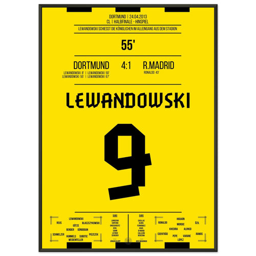 Poker di Lewandowski nella semifinale di CL 2013 contro il Real