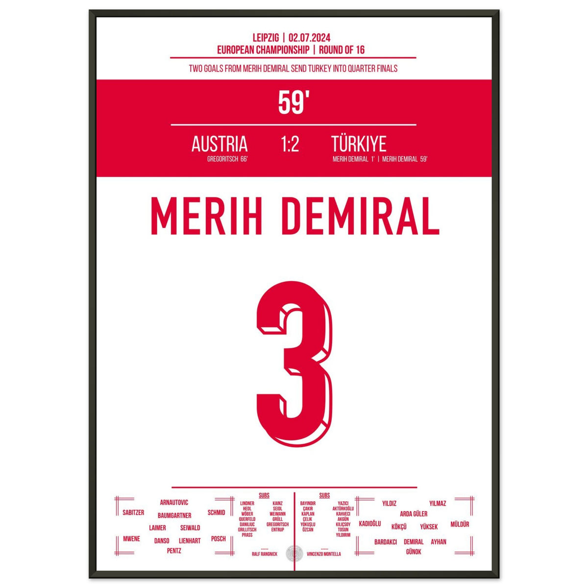 Doblete de Merih Demiral y miles de turcos celebran la clasificación a cuartos de final.