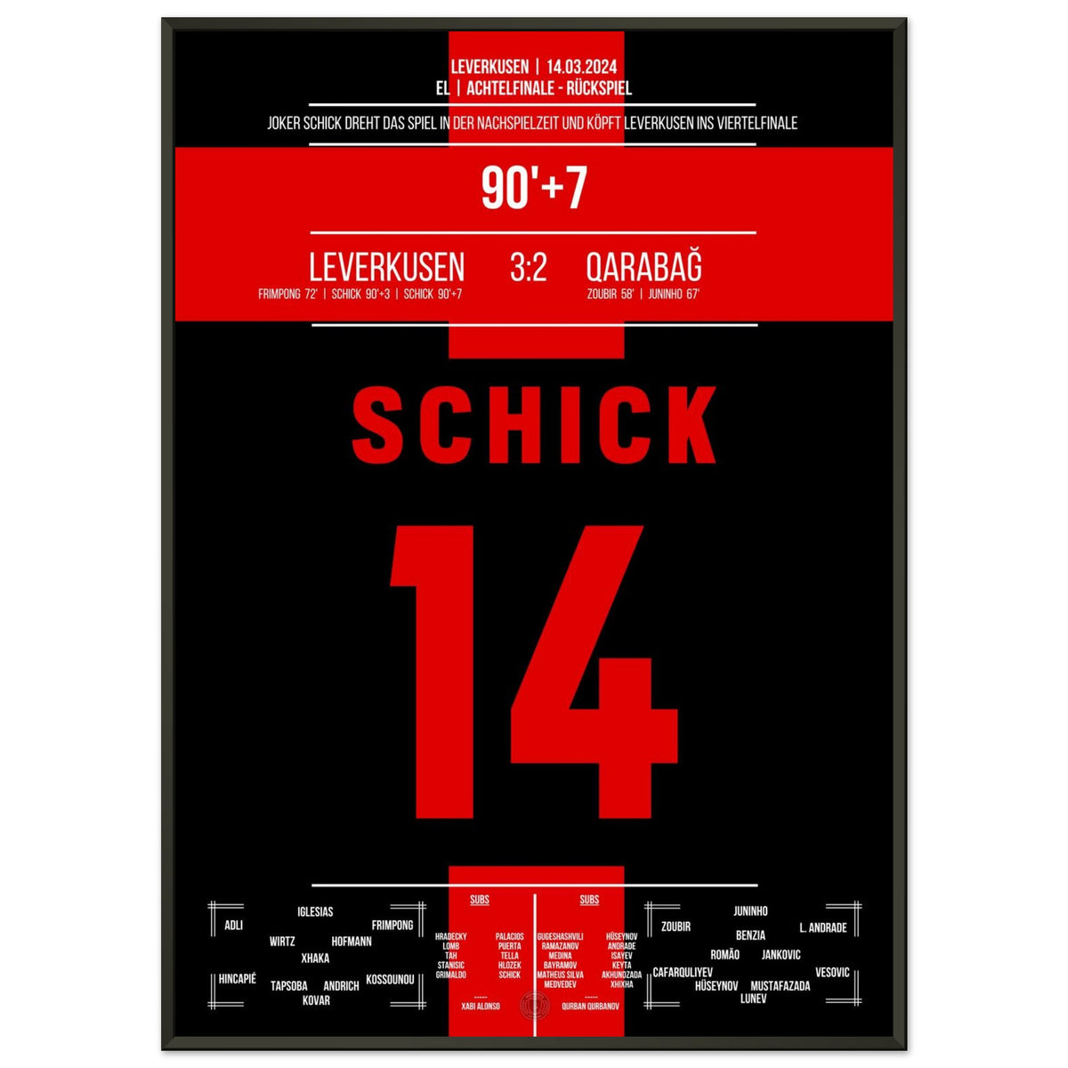 Joker Schick con doppietta nel recupero nella leggendaria vittoria in rimonta del Bayer Leverkusen.