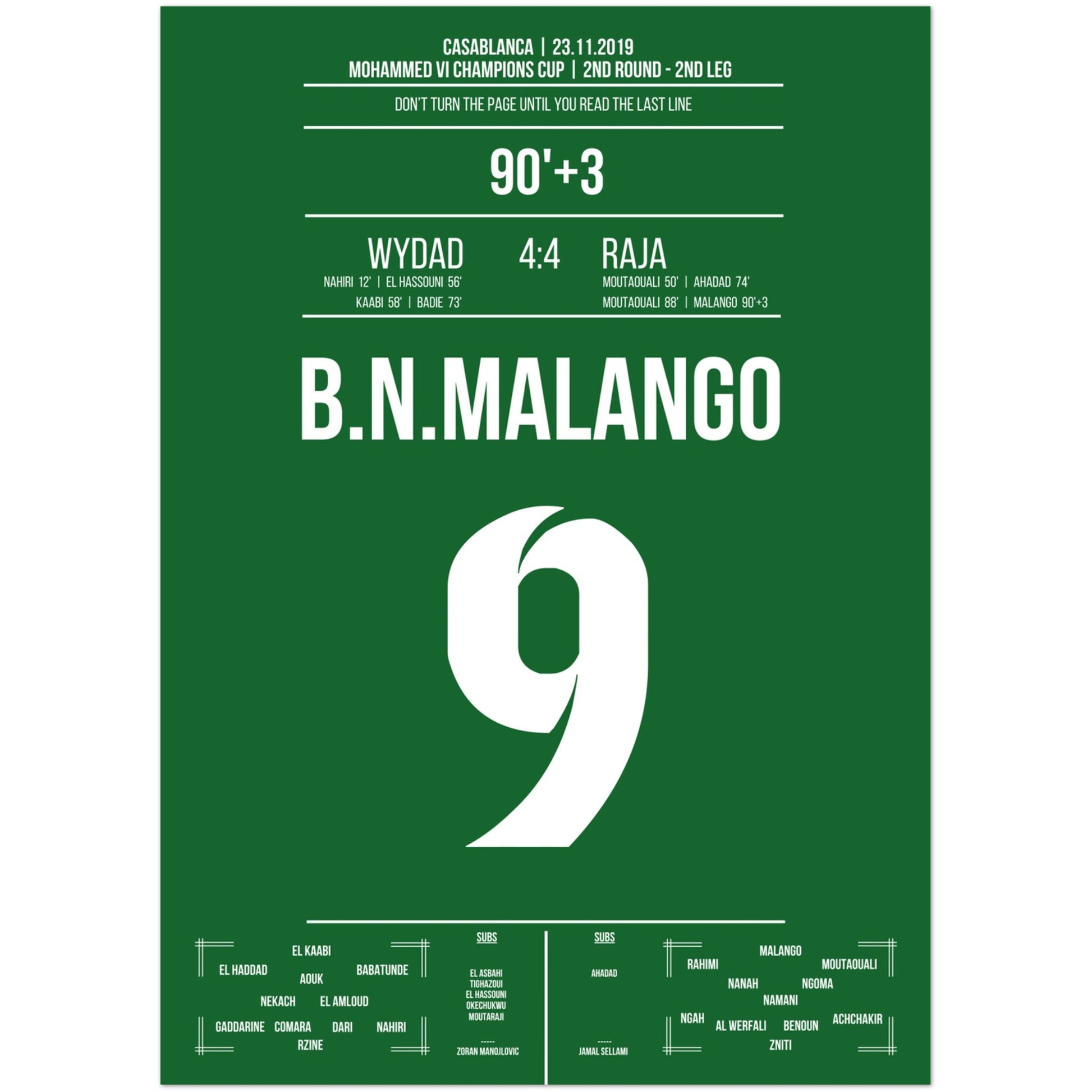 Raja's verrückte Aufholjagd im Derby gegen Wydad in 2019 50x70-cm-20x28-Ohne-Rahmen