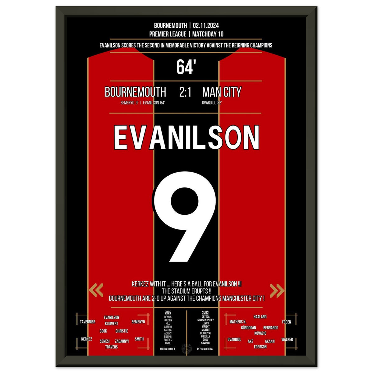 Evanilson scores to win against the reigning champions