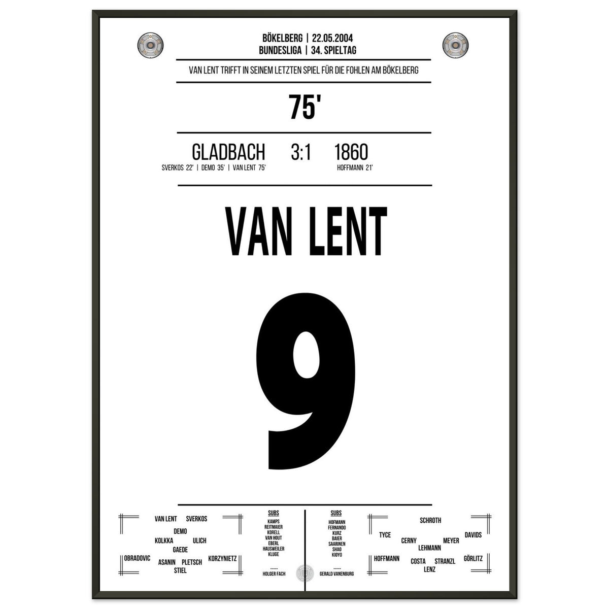 Van Lent marca en su último partido para los Fohlen en Bökelberg.