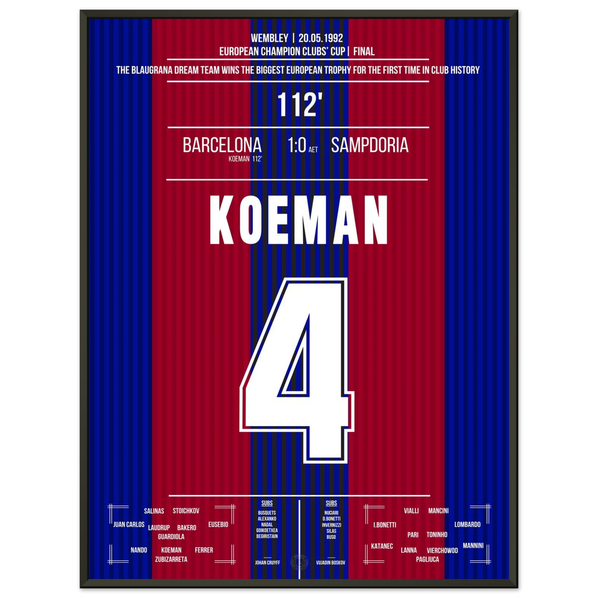Koeman's free kick goal secured the European Cup triumph in 1992