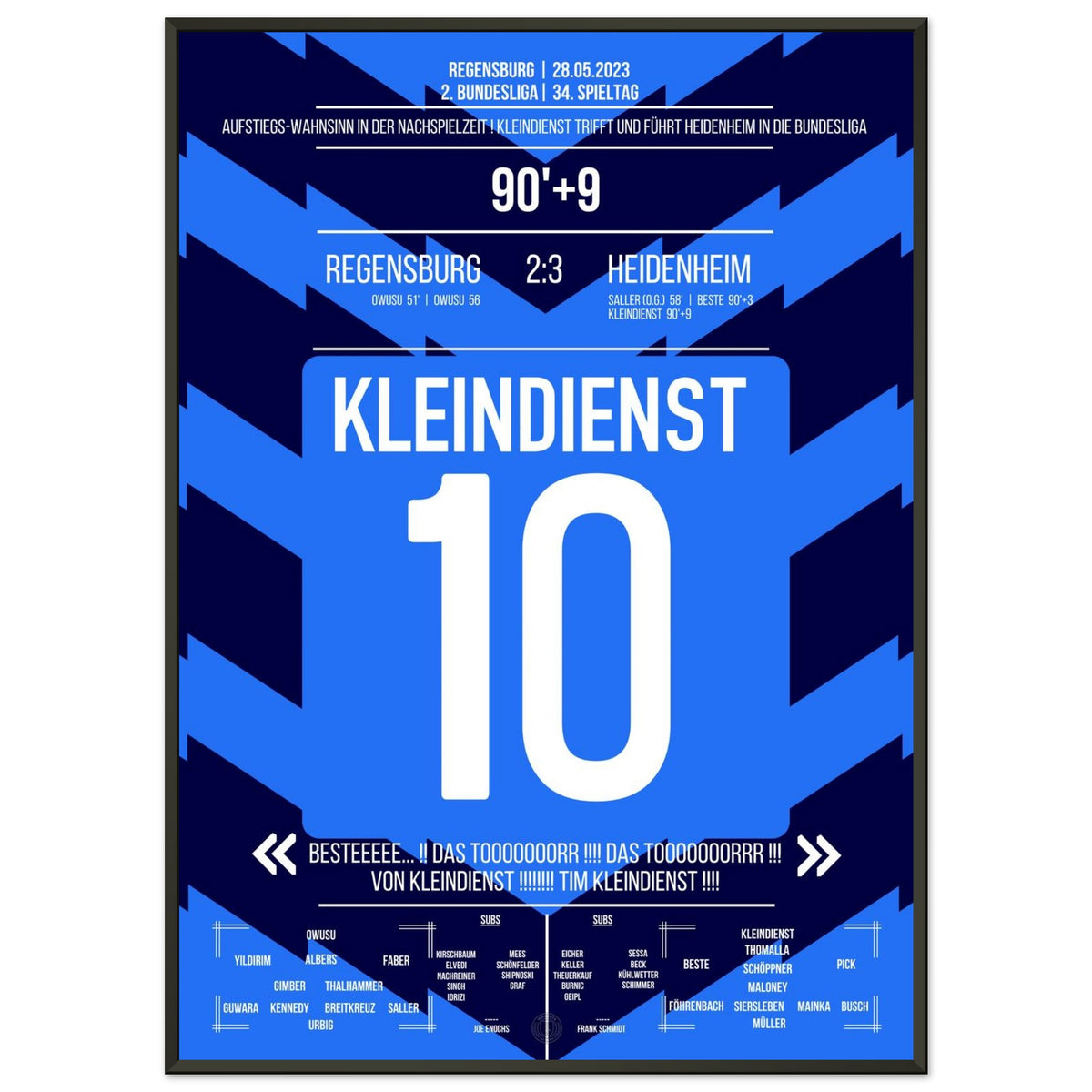 Tim Kleindienst con el gol del ascenso para Heidenheim