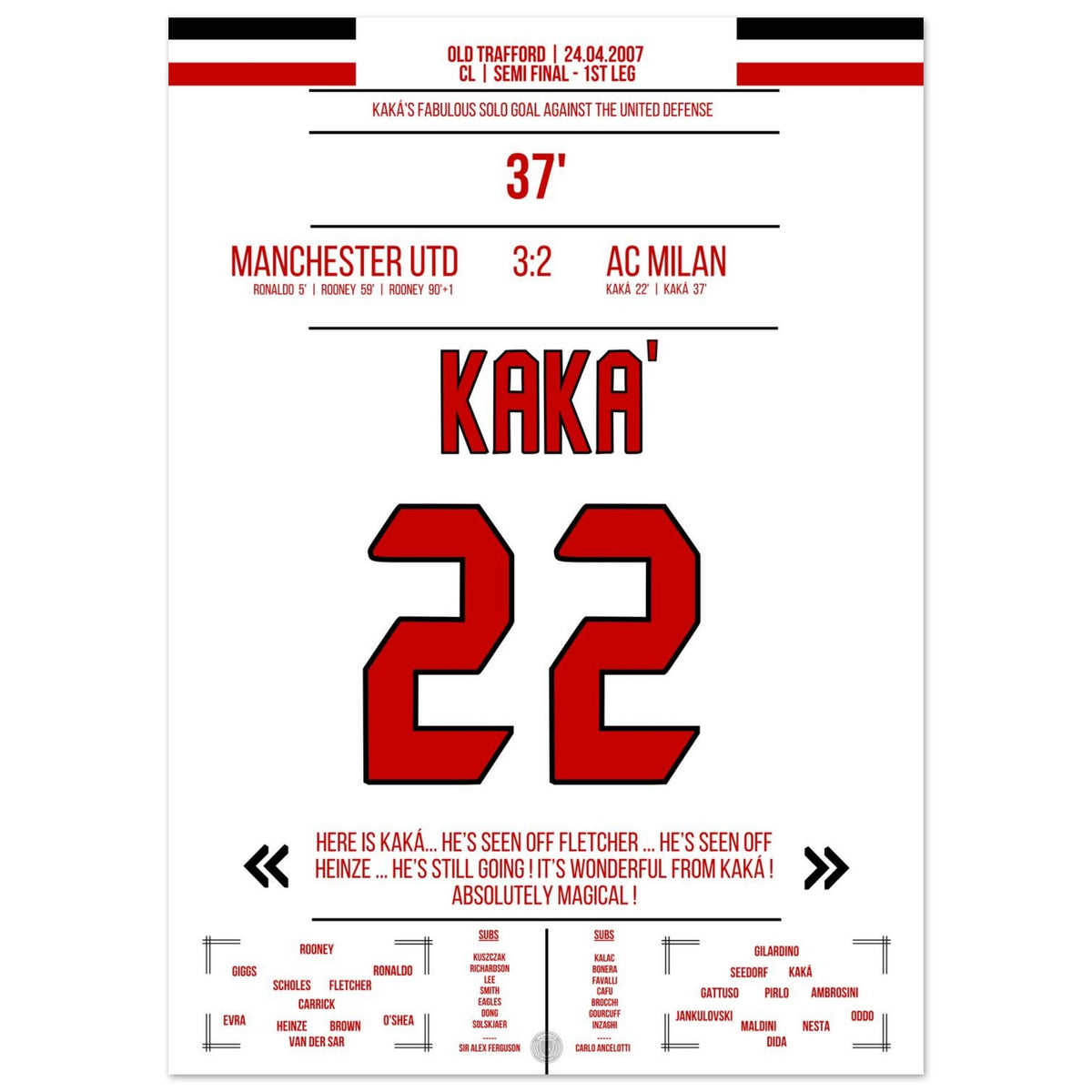 El mágico solo de Kaká en Old Trafford 2007