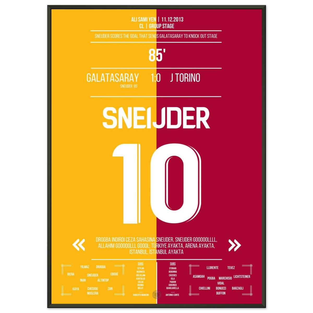 ¡Sneijder hace perfecta la sensación! Galatasaray elimina a Turín de la CL en 2013.