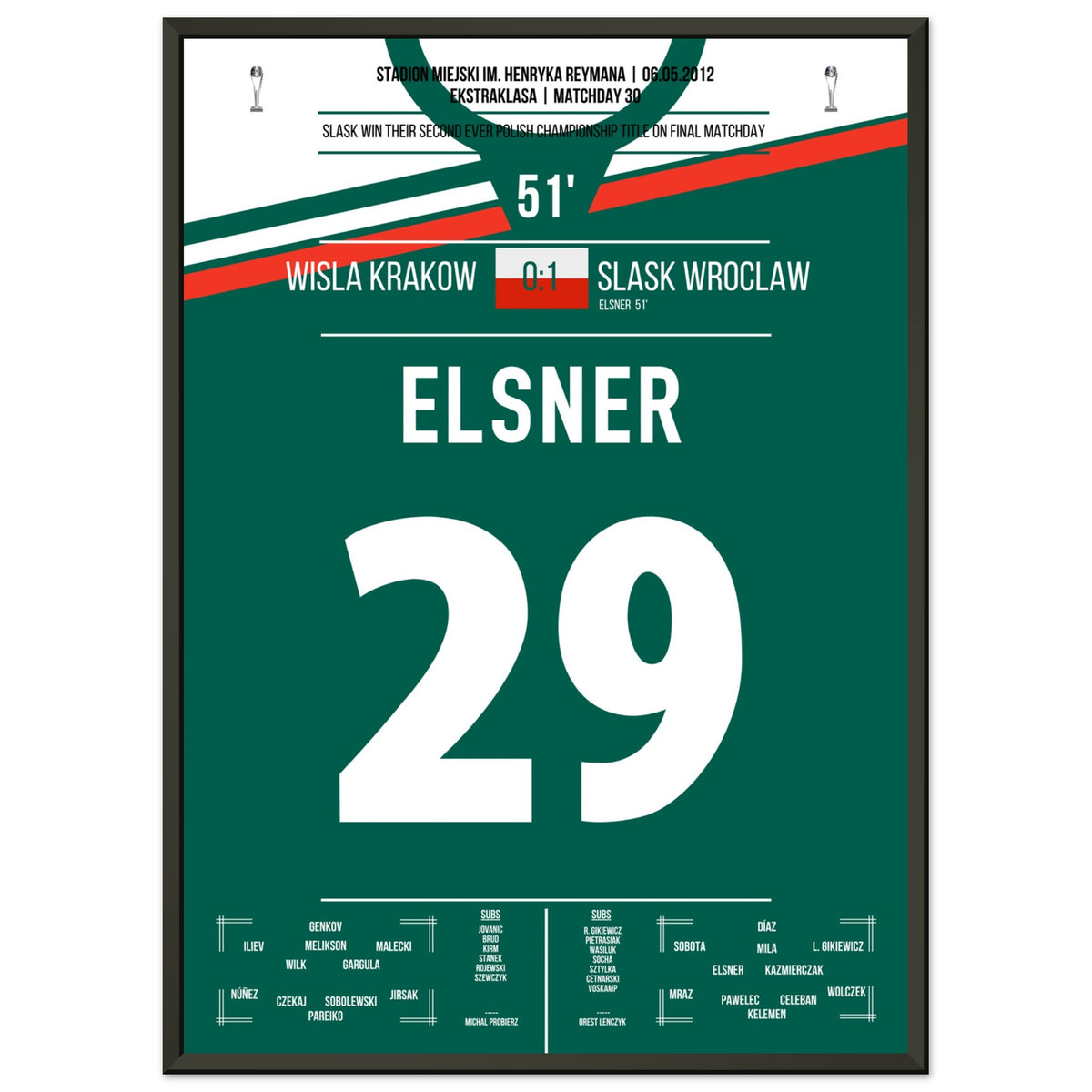 Slask becomes Polish champion for the second time in 2012.