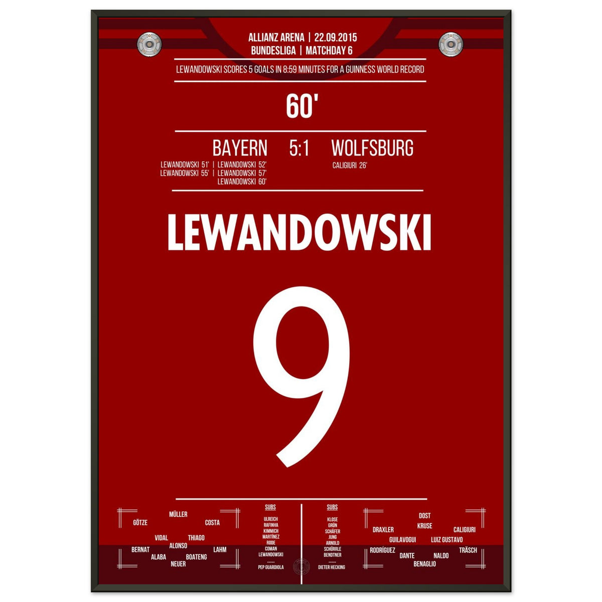 5 gol record del mondo di Lewandowski 2015 <tc>Bayern</tc> - Wolfsburg