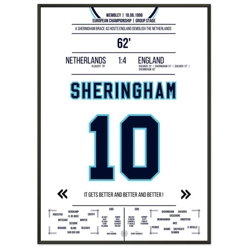 Sheringham doblete en la sensacional victoria de Inglaterra contra los Países Bajos en 1996.
