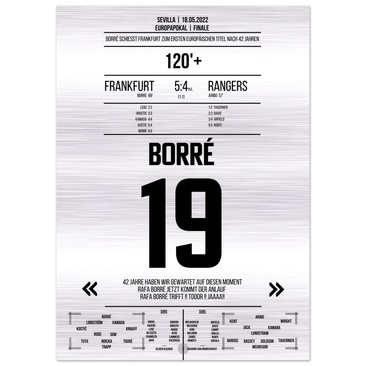 (Metal Print) Match winner Borré at the European Cup Triumph 2022
