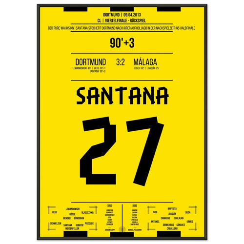 El gol decisivo de Santana en la sensacional remontada del Dortmund contra el Málaga.