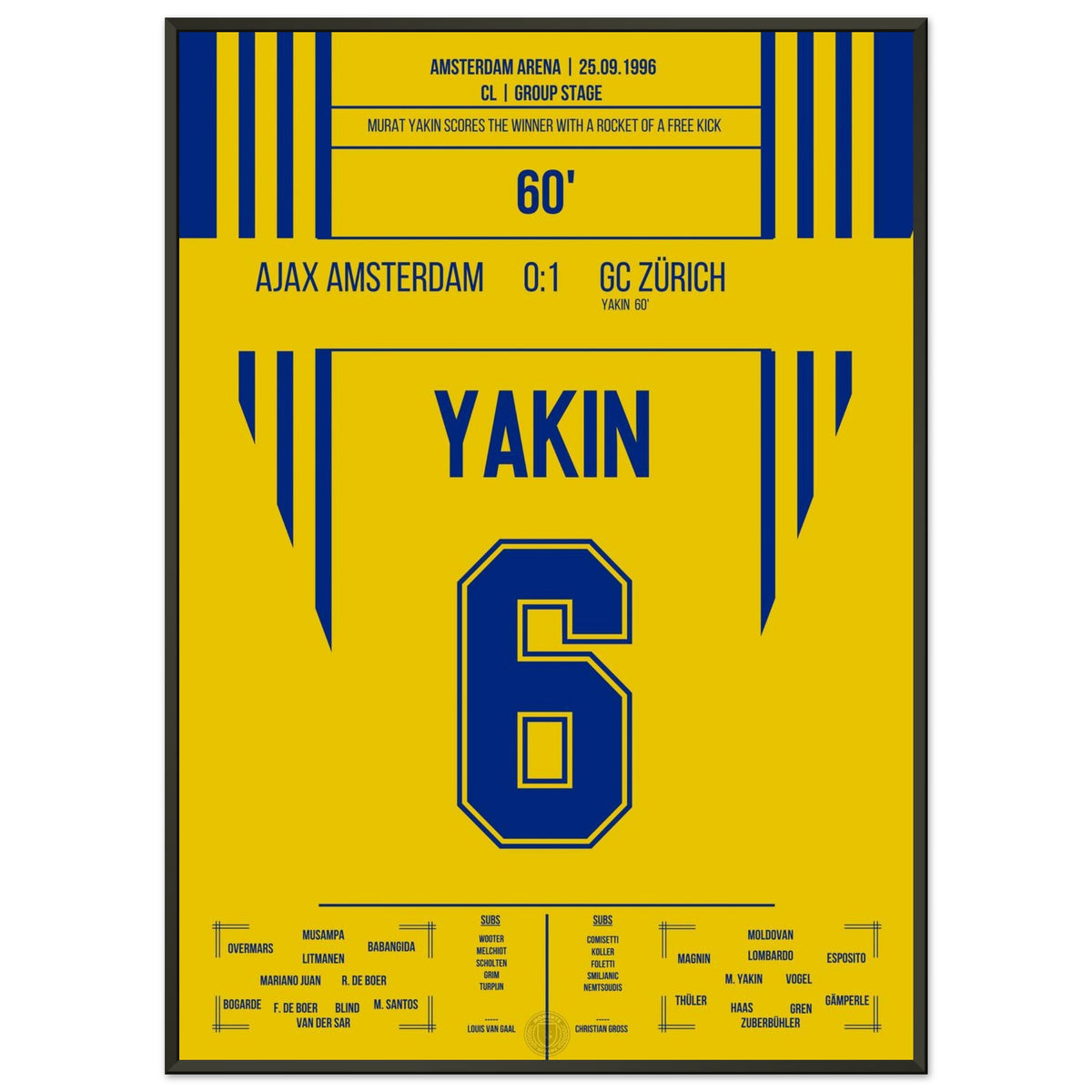 Yakin's tiro libre cohete para la victoria en Ajax 1996