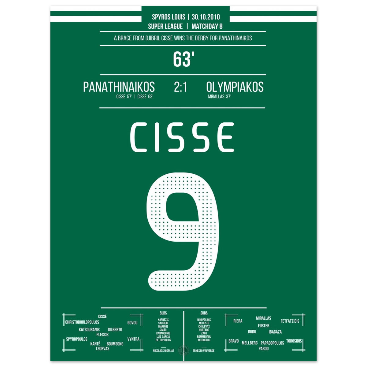 Cissé guida il Panathinaikos alla vittoria nel derby con 2 gol.