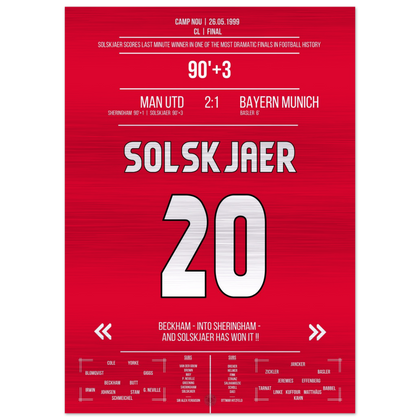 (Metal Print) Solskjaer scores in the most memorable comeback in history in the 1999 final against Bayern