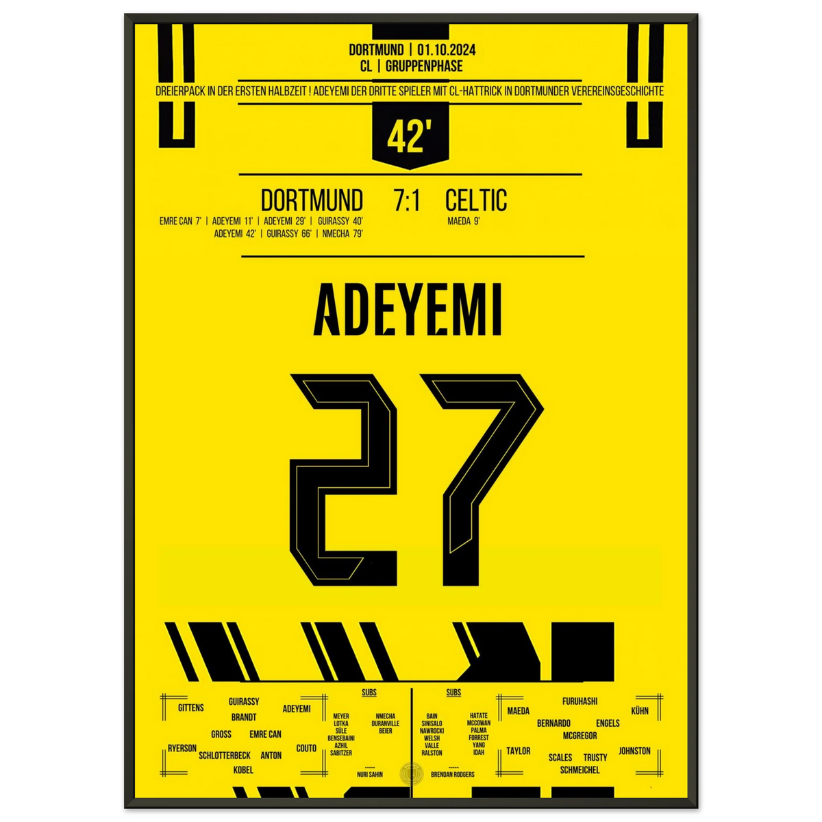 Adeyemi hat-trick show against Celtic