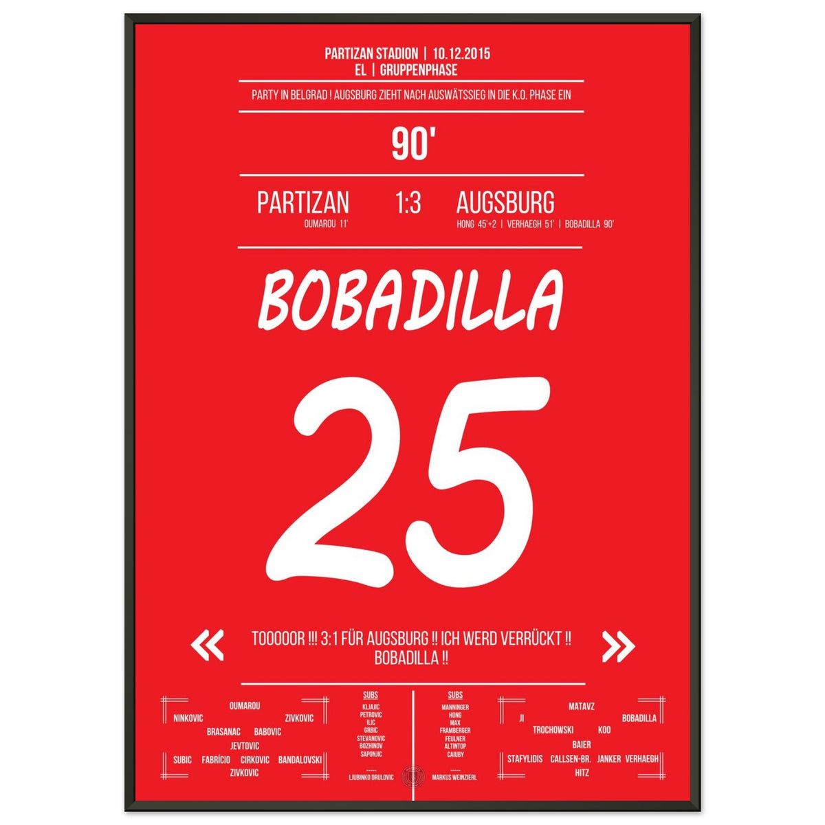 Augsburger Wunder - Bobadilla dispara a Augsburg a la ronda de eliminación.