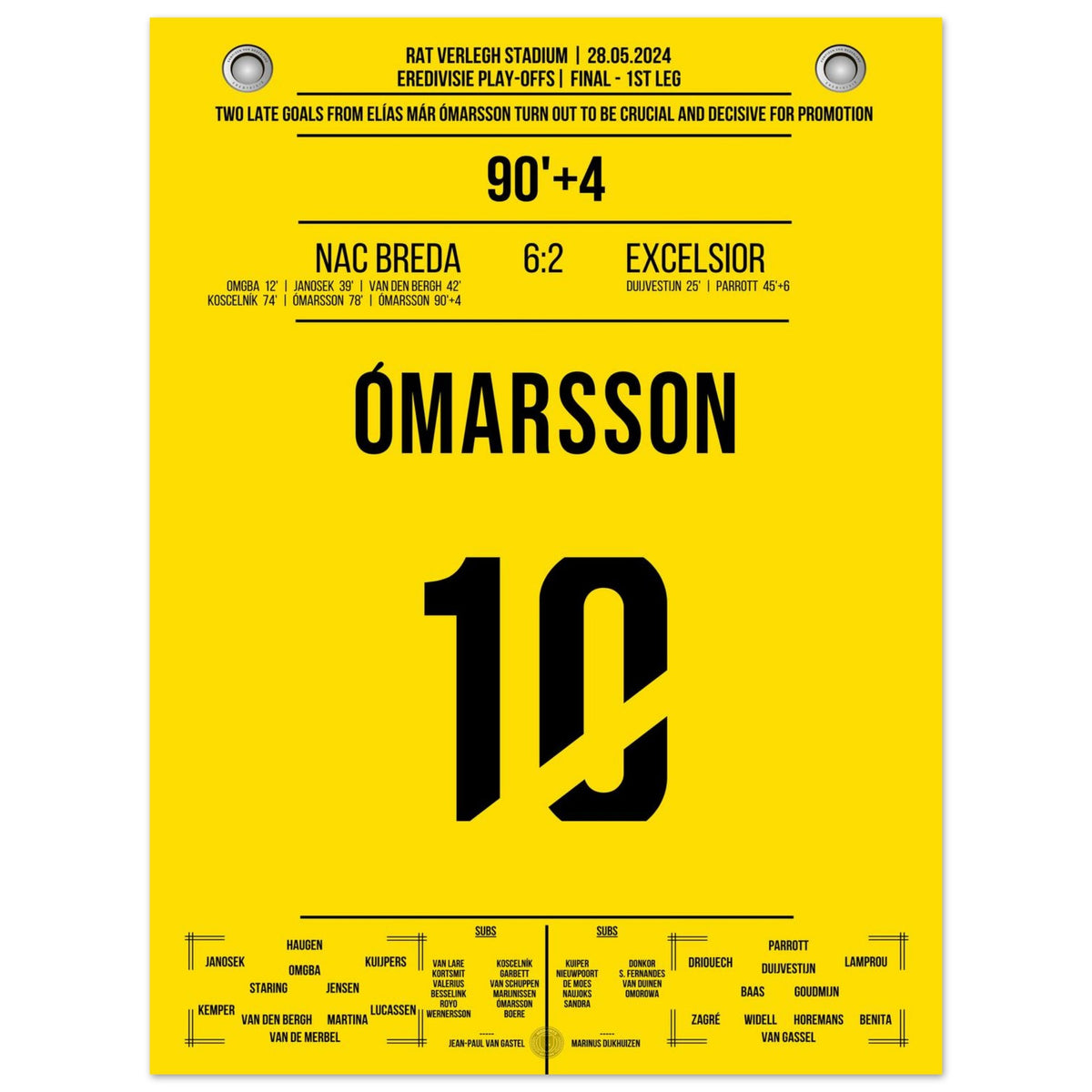 El posterior doblete de Ómarsson para NAC Breda en su camino hacia el ascenso a la 1. Liga.