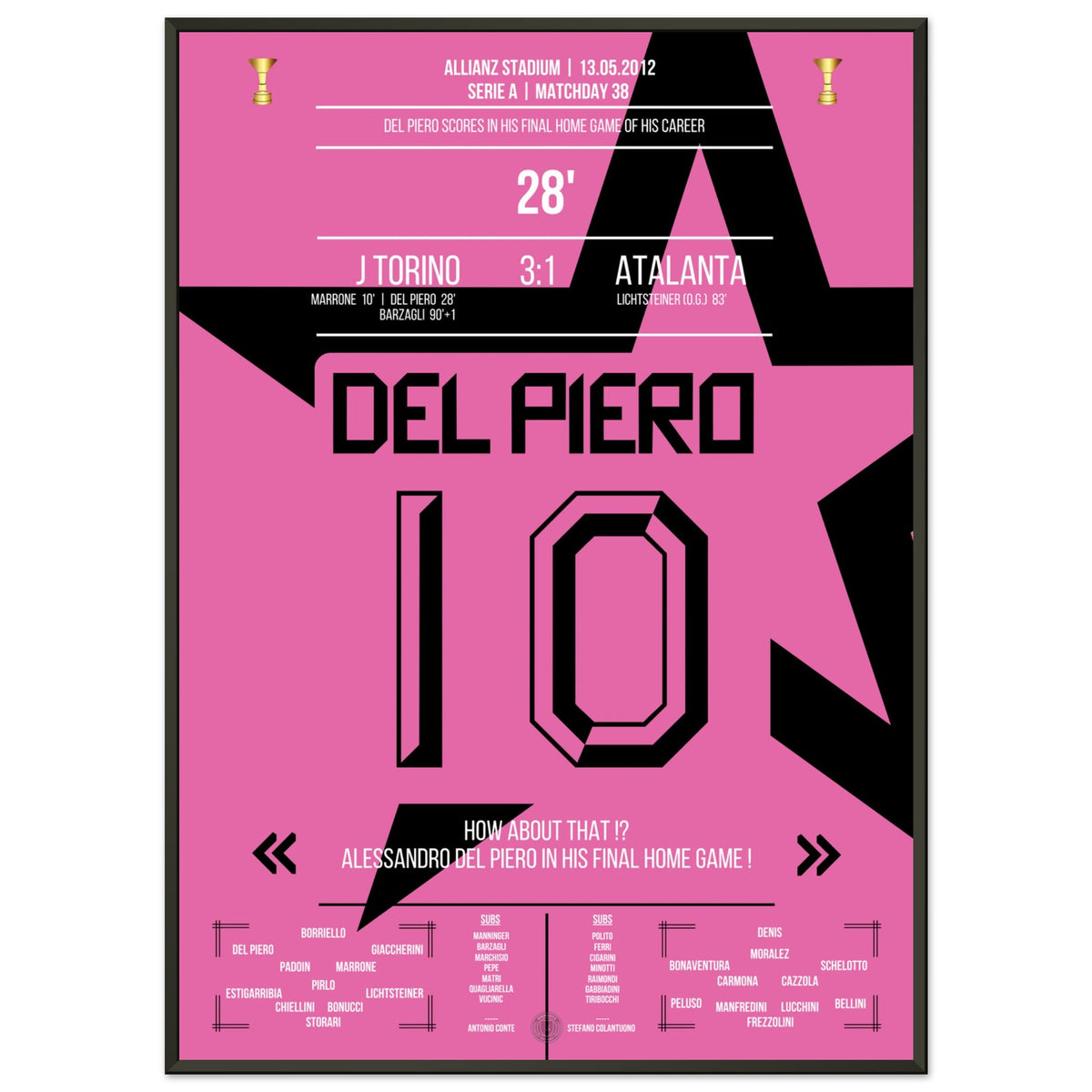El perfecto gol de despedida de Del Piero contra Atalanta 2011/12