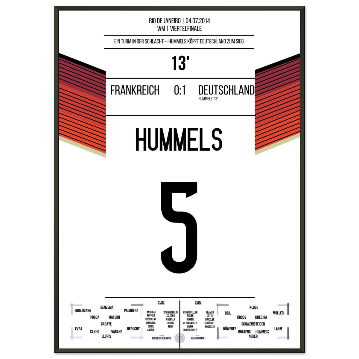 Hummels cabecea a Alemania en su cuarto semifinal de la Copa del Mundo consecutivo.