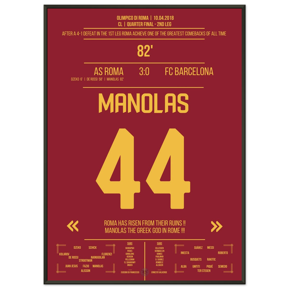 Roma schafft das Wunder gegen Barcelona - Manolas Kopfballtor ins Halbfinale