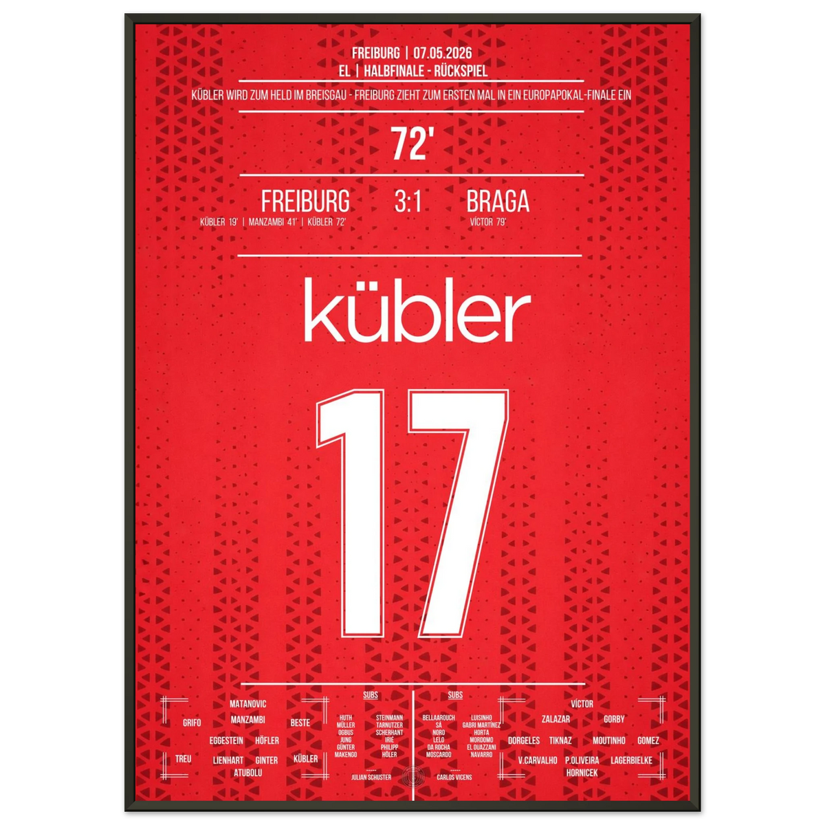 Kübler scores twice and leads the Breisgauers into the first European final in the club's history