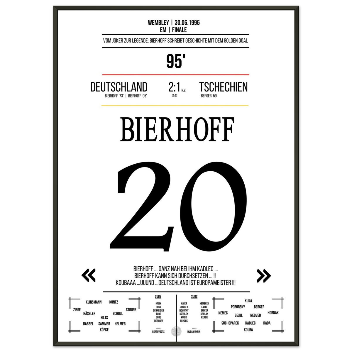 El gol de oro de Bierhoff contra Chequia en la final de la Eurocopa 1996