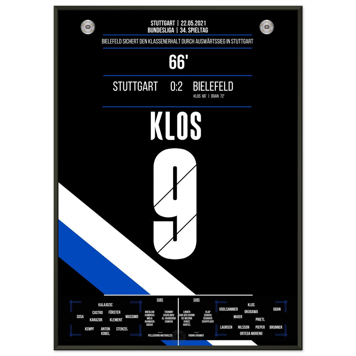 Bielefeld conquista la salvezza all'ultima giornata a Stoccarda nel 2021.