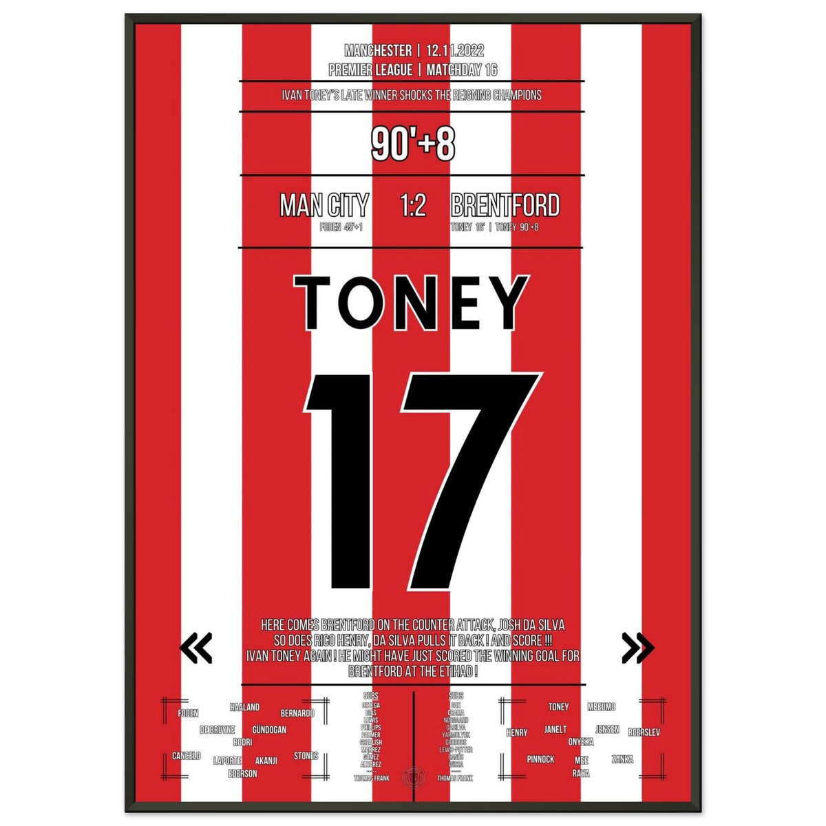 Toney doblete en la mágica victoria fuera de casa del Brentford contra el Man City