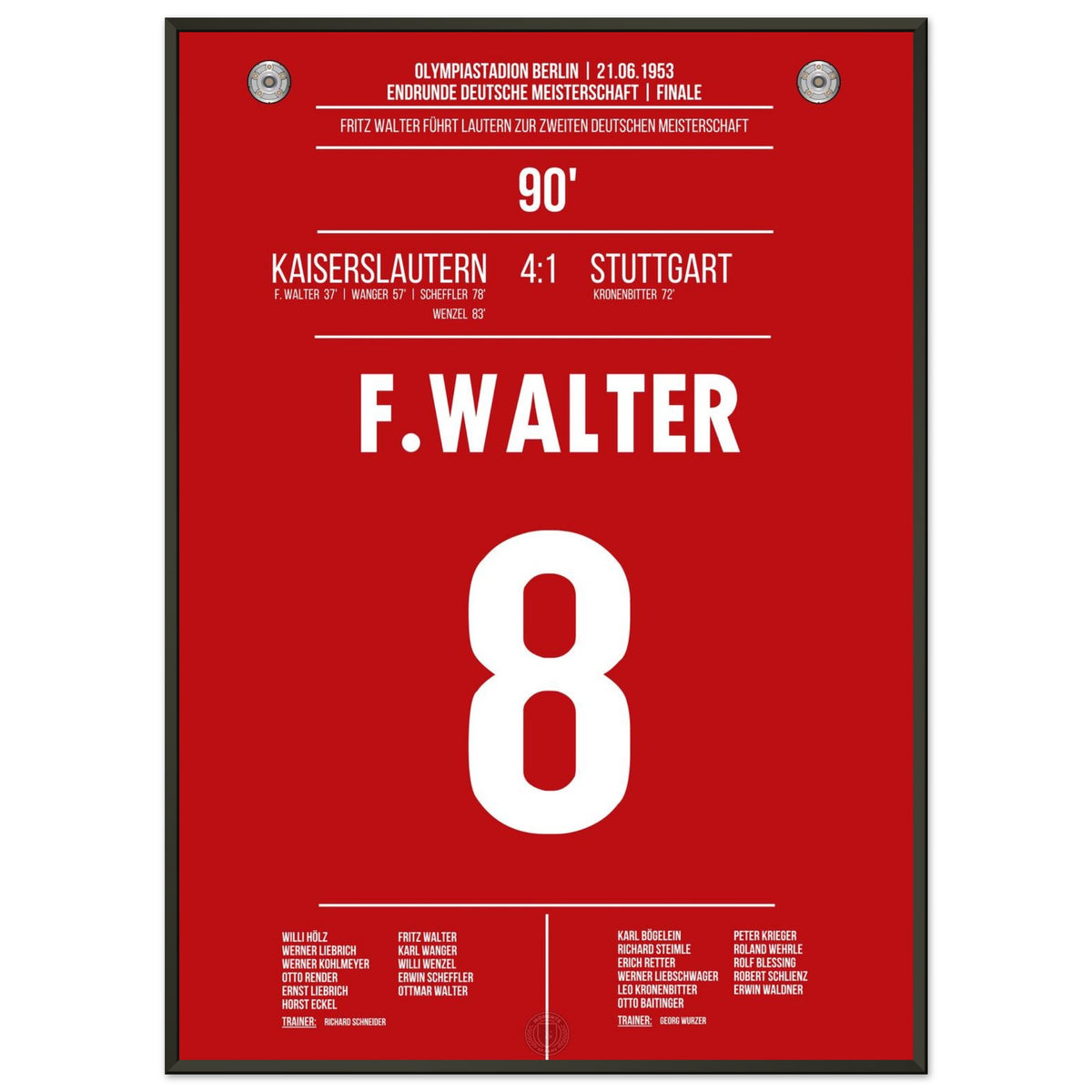Fritz Walter leads Lautern to their second German championship