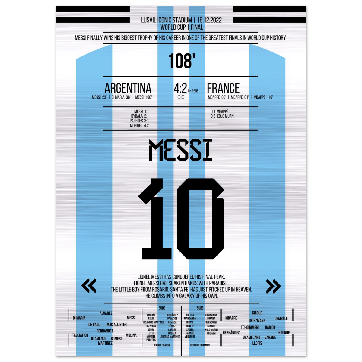 (Metal Print) Messi's World Cup triumph to immortality