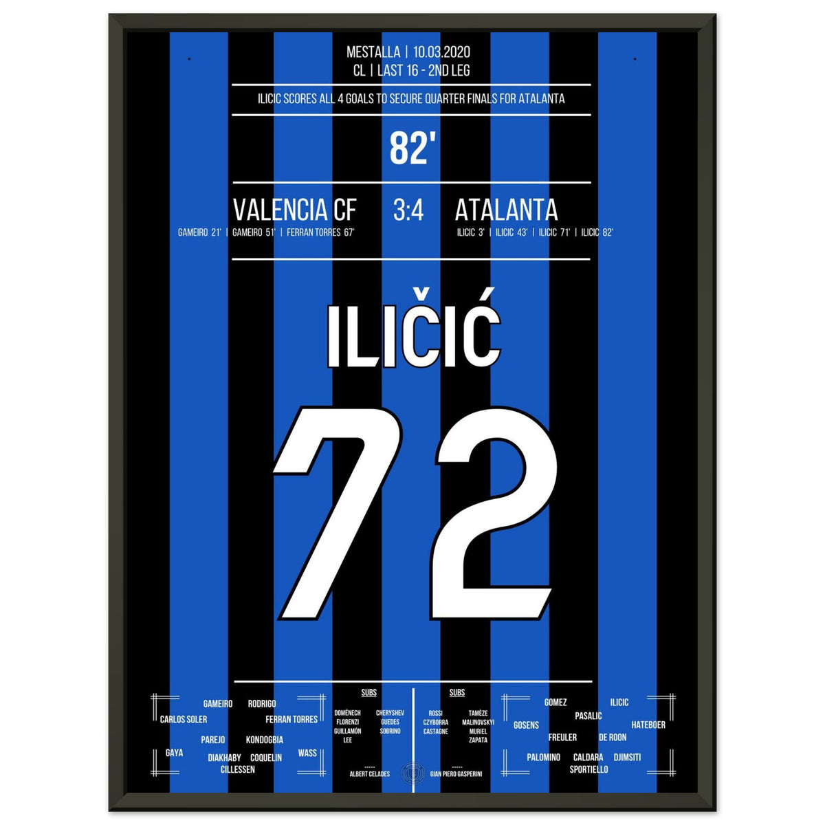 4 goles de Ilicic llevan a Atalanta a los cuartos de final 2020