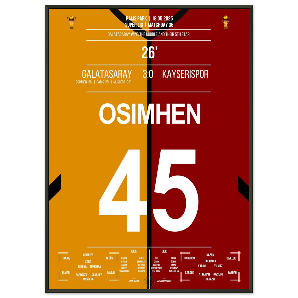 Osimhen trifft und Galatasaray holt den fünften Stern