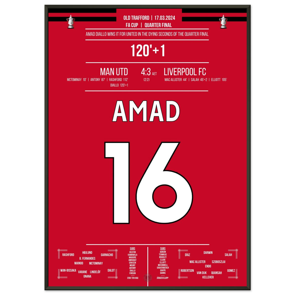 Amad marca para llevar al United a las semifinales de la FA Cup en el último segundo.