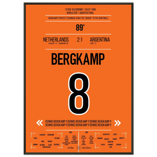 Dennis Bergkamp golazo en el Mundial de 1998 en los cuartos de final Países Bajos - Argentina