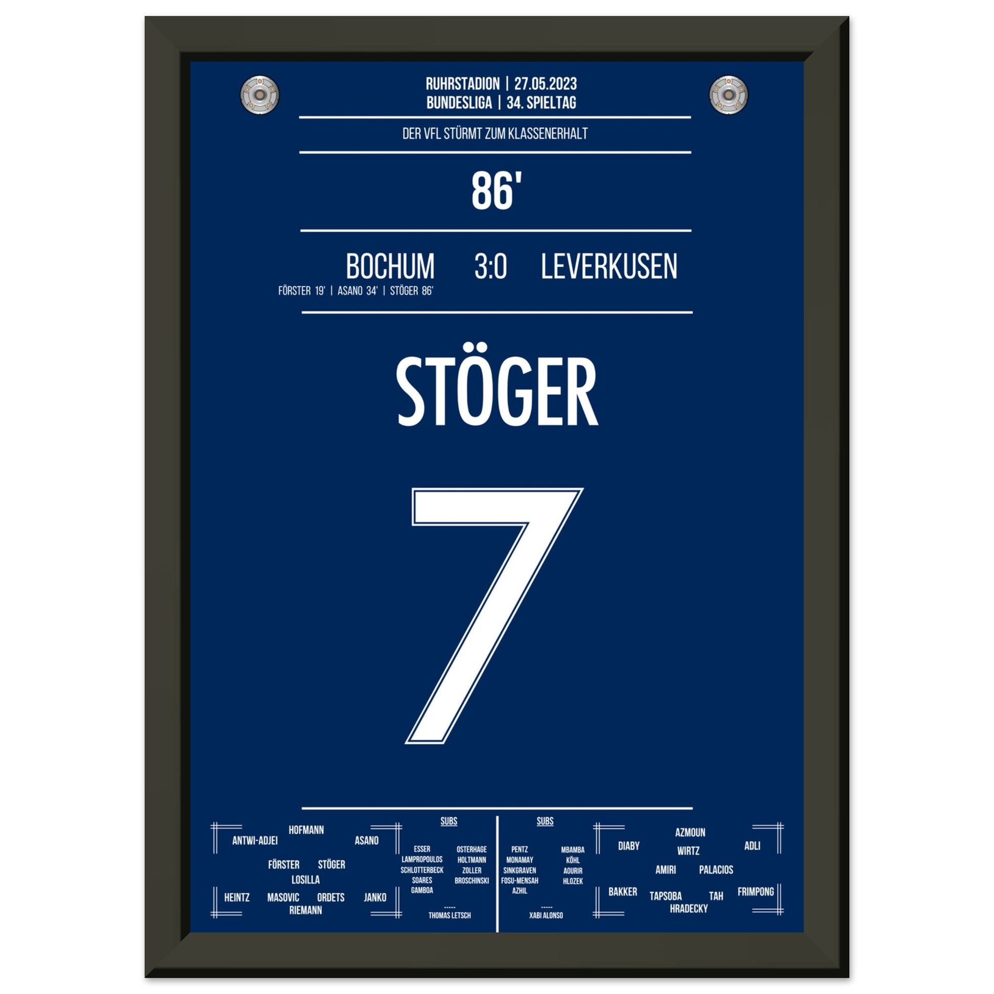 Bochum's Sturm zum Klassenerhalt 2023 A4-21x29.7-cm-8x12-Schwarzer-Aluminiumrahmen