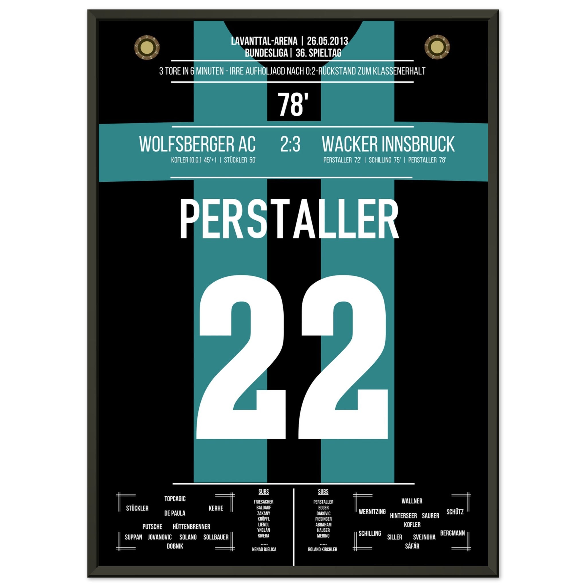 Innsbruck's wilde Aufholjagd zum Klassenerhalt 2013 50x70-cm-20x28-Schwarzer-Aluminiumrahmen