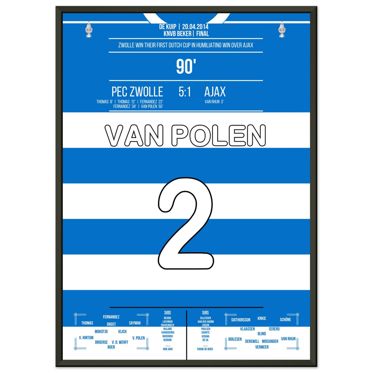 Captain Van Polen at Zwolle's first cup victory in club history