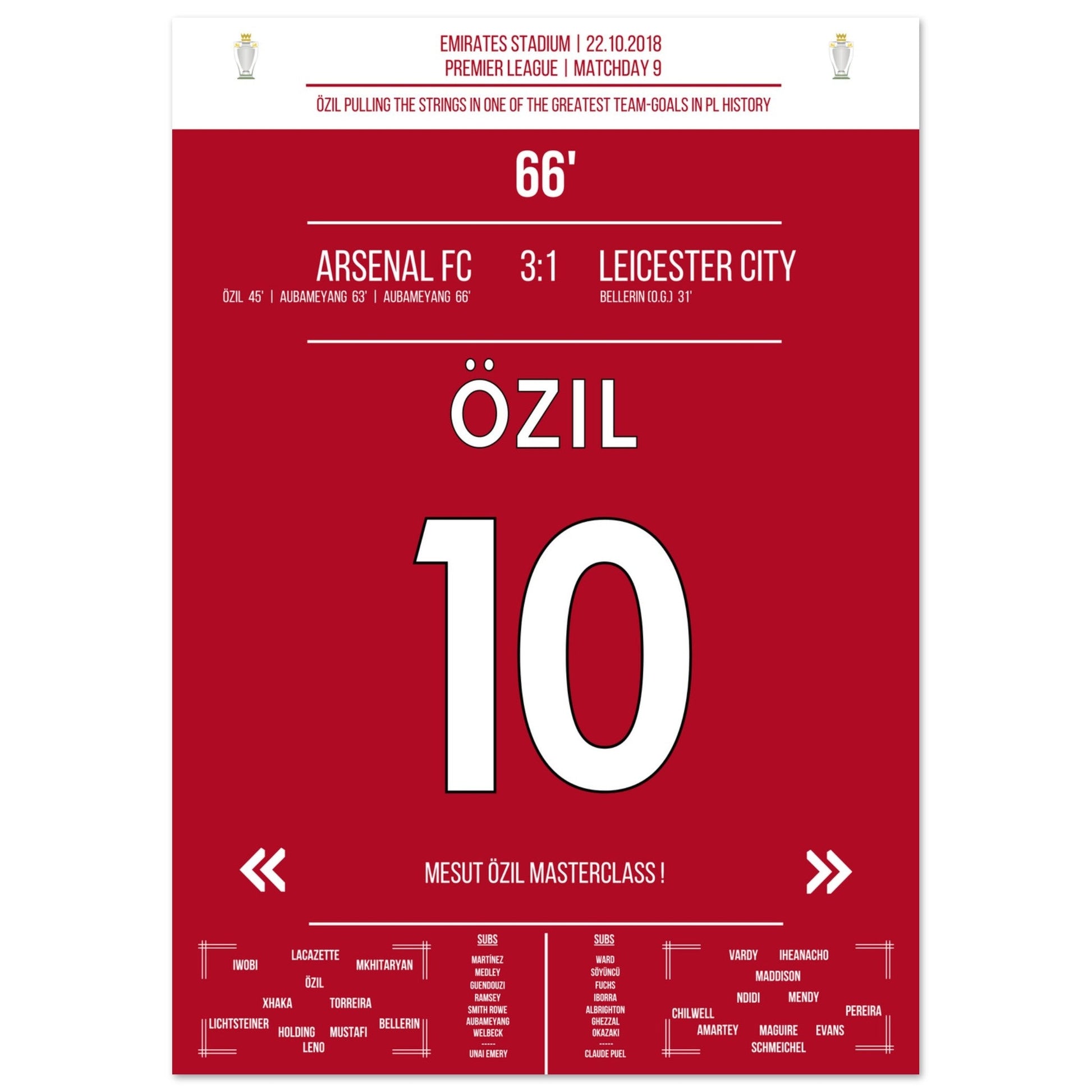 Mesut Özil Masterclass gegen Leicester in 2018 