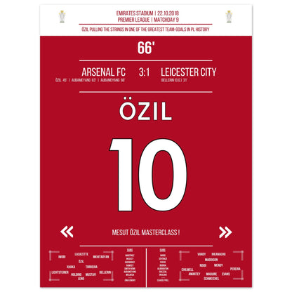 Mesut Özil Masterclass gegen Leicester in 2018 30x40-cm-12x16-Ohne-Rahmen